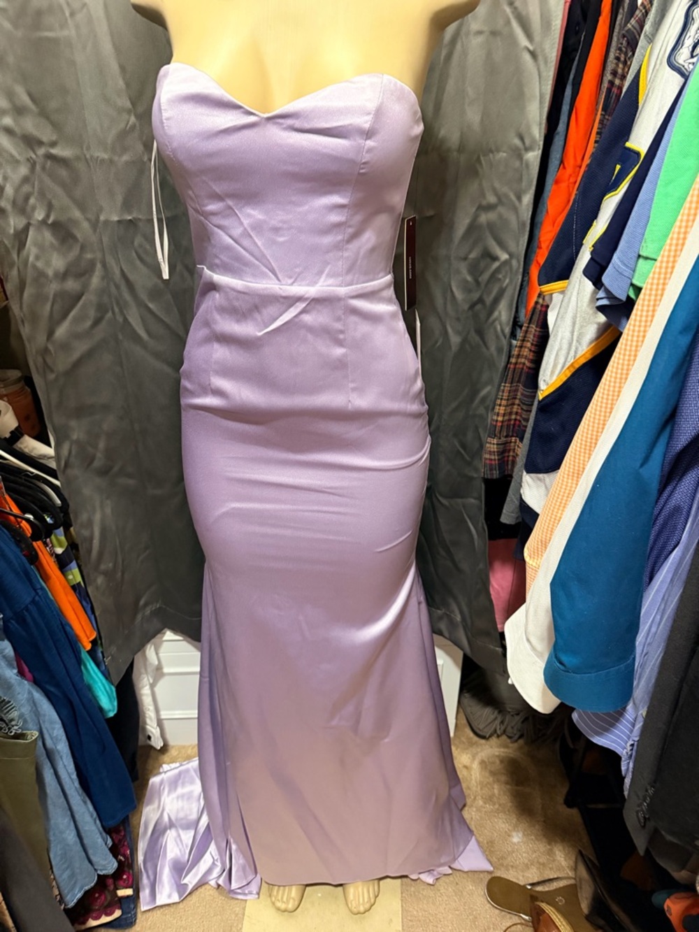 Lulu's Lavender Strapless Sweetheart Evening Dress